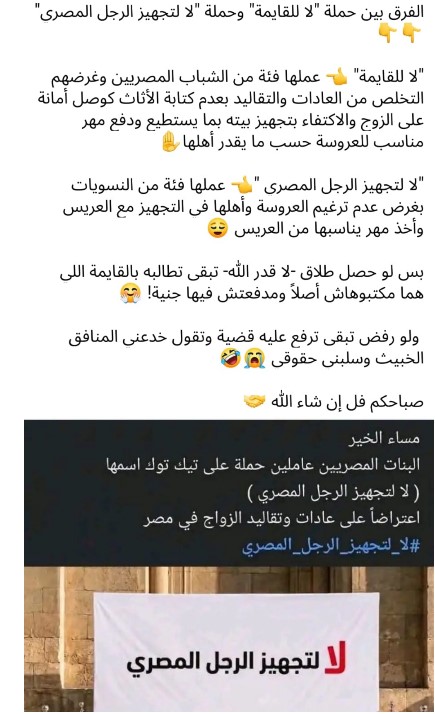 مبادرة لا لتجهيز الرجل المصري مبادرة لا لتجهيز الرجل المصري